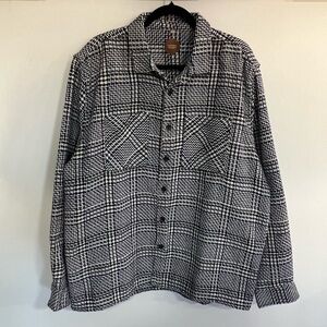 Common People Plaid Textured Button Front Over Shirt Shacket